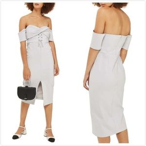 Topshop Twist Lace-up Off The Shoulder Dress